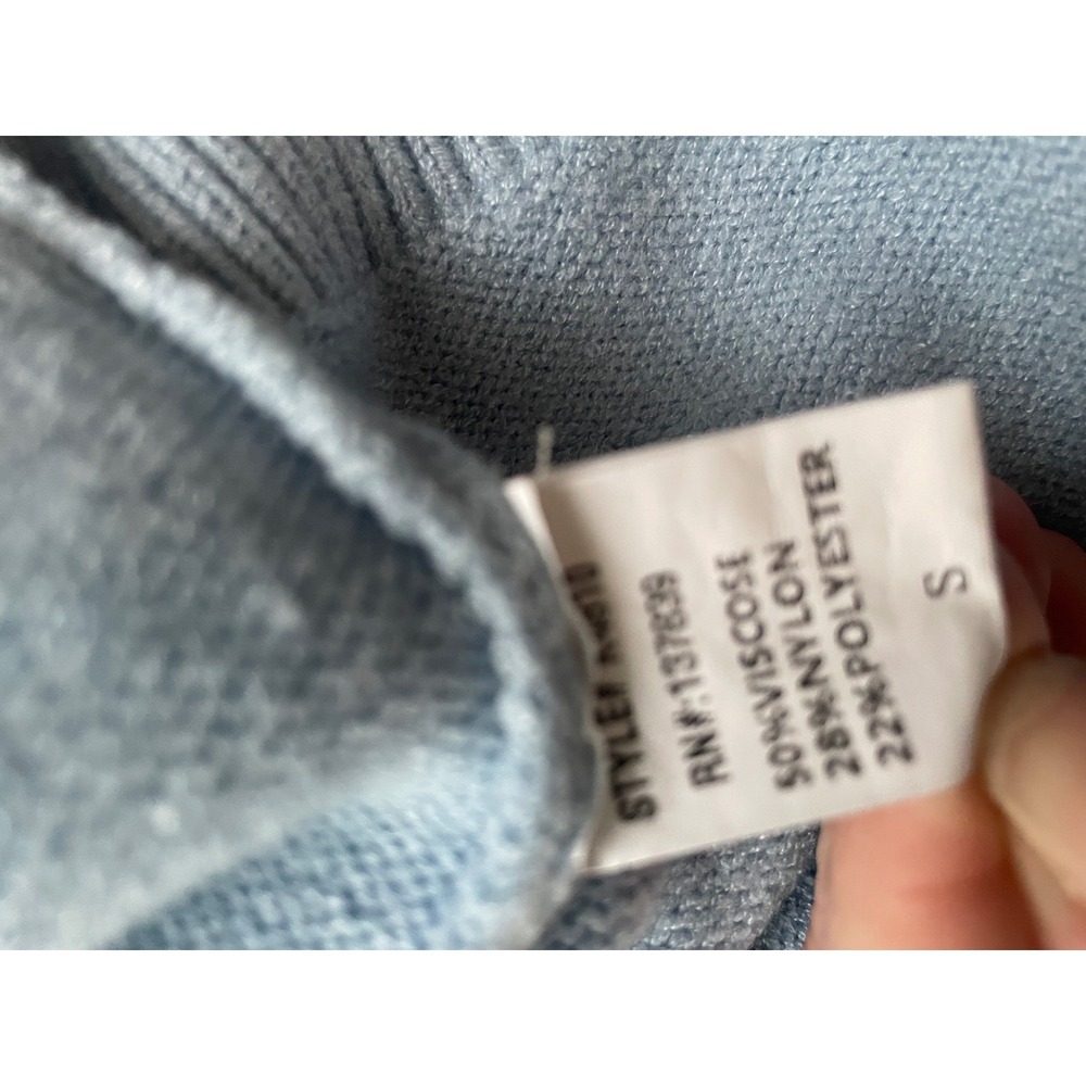 Dreamers by Debut Pastel Chenille  Star Knit Sweater Light Blue Crewneck Small - Picture 4 of 4
